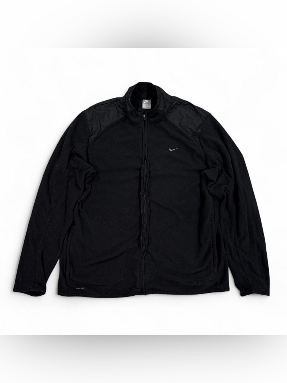Y2K Nike black fleece jacket with nylon shoulders
